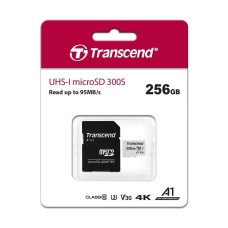 Transcend 256GB Micro SD UHS-I U3 Memory Card with TS256GUSD300S-A Adapter